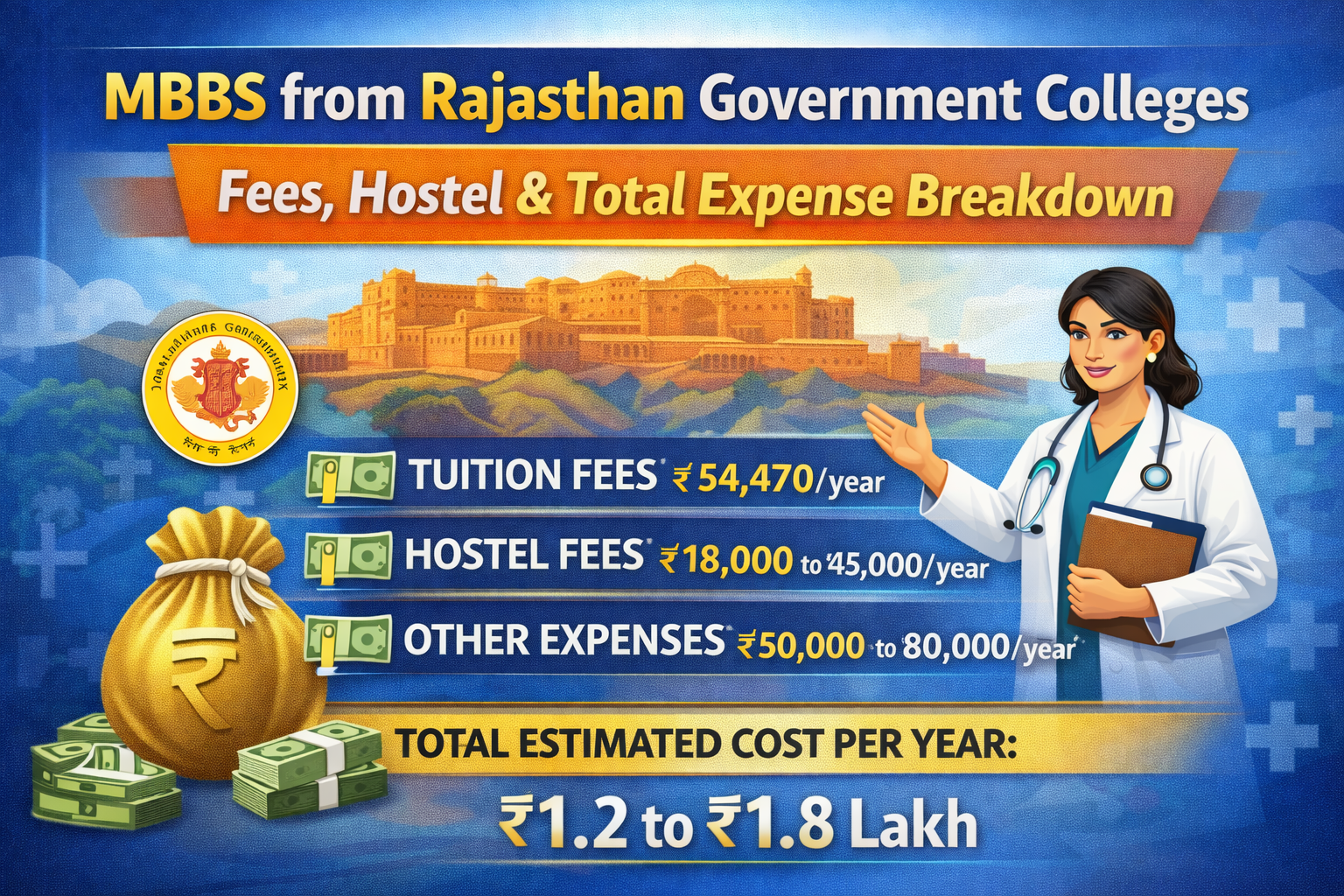 MBBS from Rajasthan Government Colleges Fees, Hostel?& Total Expense Breakdown